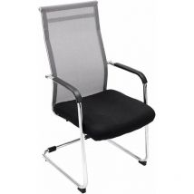 Décoshop26 - Chaise pour visiteur fauteuil de bureau avec accoudoirs gris pieds chromé BUR10145