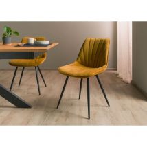 Massivmoebel24.de - Chaise rembourrée 51x58x85 jaune gloria 101 - lot de 2