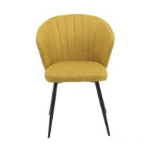 Veriaffari.it - Chaise rembourrée jaune avec pieds en métal noir l 44 x P41 x h 82 cm