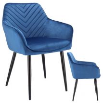 Chaise rembourrée NAPOLI en velours bleu marine