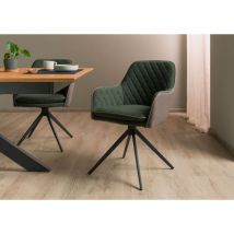 Chaise rembourrée pivotante 55x60x86 gris foncé / vert HUGO 02 - Lot de 2