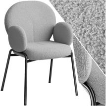 Tectake - Chaise rembourrée tissu bouclette accoudoirs confortables gris clair