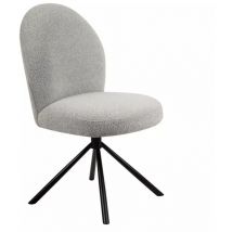 Meubletmoi - Chaise rotative 180° en tissu bouclette gris et métal noir - julien