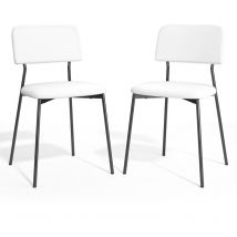 Chaise Salle à Manger Bealife Lot de 2 Chaises Blanches avec Dossier Coussin Cardre et Patte Métal Protection Pied Caoutchouc pour Salle à Manger