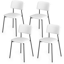 Bealife - Chaise Salle à Manger Lot de 4 Chaises Blanches avec Dossier Coussin Cardre et Patte Métal Protection Pied Caoutchouc pour Salle à Manger