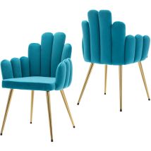 Wahson Office Chairs - Chaise De Salle À Manger Lot De 2 Chaise En Velours Avec Pied Doré Chaise De Salon Moderne Pour Cuisine Et Restaurant, Bleu