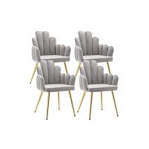 Wahson Office Chairs - Chaises de Salle à Manger Lot de 4 Chaise Salle a Manger en Velours Chaise de Salon Moderne avec Pied Doré, Gris