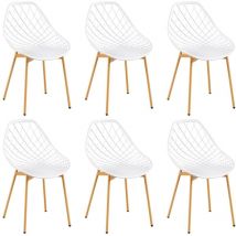 Chaise Salle a Manger Lot de 6, Chaise Scandinave avec Pieds en Métal, Chaise Cuisine Chaise Salon Chaise de Salon, Facile à Installer, Blanc