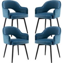 Wahson Office Chairs - Wahson Lot De 4 Chaises En Velours, Chaise Salle À Manger Moderne Avec Accoudoirs Chaise De Cuisine Rembourés Pour Salon, Bleu
