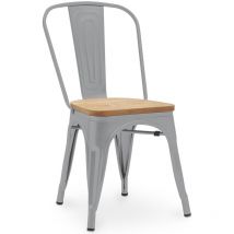 Chaise de salle à manger - Design industriel - Acier et bois - Nouvelle édition - Stylix Gris clair