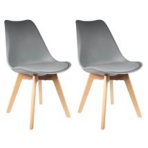 The Home Deco Factory - Lot De 2 Chaises Scandinave Avec Coussin Gris Home Deco Factory