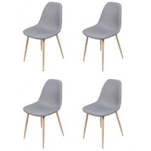 Fornord - Lot De 4 Chaises Repas 54x45x87 Cm En Tissu Gris Clair - Jules