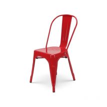 Chaise style industriel en métal rouge - Finition brillant