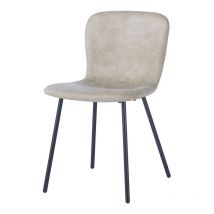 Chaise Susan PU beige pieds métal