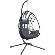 Chaise suspendue œuf support anthracite rotin et acier Vidaxl