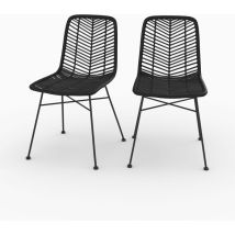 Rendez-vous Déco - Lot de 2 chaises en rotin et pieds en métal noir - tamara