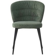 Toscohome - Chaise tapissée en tissu vert avec pieds en métal noir - Klontar