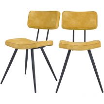 Rendez-vous Déco - Lot de 2 chaises en cuir synthétique jaune - texas