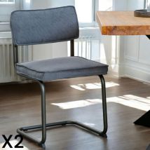 Pier Import - Chaise velours gris piètement luge (lot de 2) malmoe