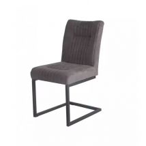 Meubletmoi - Chaise velours taupe foncé et pieds design en métal noir - vivi