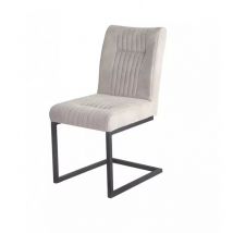 Chaise en velours gris clair et pieds design métal noir - VIVI