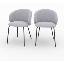 Rendez-vous Déco - Lot de 2 chaises en tissu gris clair et pieds en métal noir - victoria