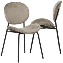 Made In Meubles - Chaise en velours marron glacé Sohane (lot de 2)