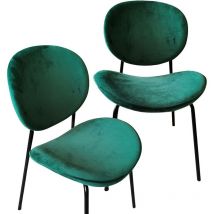 Chaise en velours vert émeraude Sohane (lot de 2)