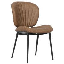 Toscohome - Chaise vintage gris tourterelle avec pieds en métal noir - Elice