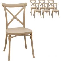 Ws Design - Chaise Vintage x6 Pompei Natural Cross Back Retro Pub