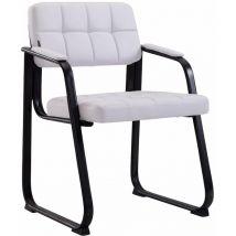 Décoshop26 - Chaise visiteur fauteuil de bureau sans roulette synthétique blanc BUR10231