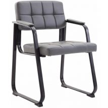 Décoshop26 - Chaise visiteur fauteuil de bureau sans roulette synthétique gris BUR10226