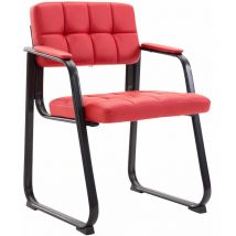 Décoshop26 - Chaise visiteur fauteuil de bureau sans roulette synthétique rouge BUR10229