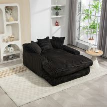 Chaiselongue Loungesofa 1-sitzer Mit 3 Kissen, Ergonomisches Bodensofa Aus Hochdichtem Schaumstoff, Cord, Schwarz