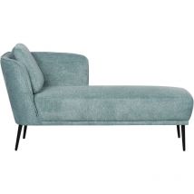 Beliani - Chaiselongue Linksseitig Blau Stoffbezug mit Armlehne Kissen Schwarzes Metallgestell Retro-Design Liegesofa Recamière Longchair