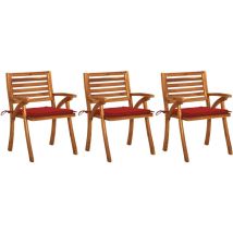 Chaises À Dîner De Jardin Avec Coussins 3 Pcs Acacia Massif 6