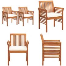 Vidaxl - Chaises à manger de jardin et coussins lot de 2 acacia massif - Chaise De Jardin - Fauteuil De Jardin - Mobilier De Jardin - Table De Jardin