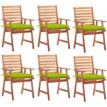 Chaises à manger d'extérieur lot de 6 et coussins Acacia massif