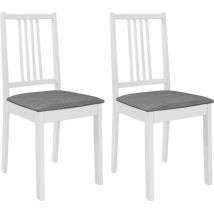 Chaises À Manger, Chaises À Dîner, Fauteuils De Relaxation Avec Coussins Lot De 2 Blanc Bois Solide Bgt49967