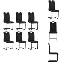 Chaises à manger cantilever lot de 6 noir similicuir - Chaise De Salle À Manger - Chaise Cantilever - Chaises Design - Chaises Noires - Chaises En