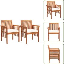 Vidaxl - Chaises à manger de jardin et coussins lot de 2 acacia massif - Chaise De Jardin - Fauteuil De Jardin - Mobilier De Jardin - Table De Jardin