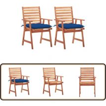 Chaises à manger d'extérieur lot de 2 et coussins Acacia massif - Chaise De Jardin - Chaise Extérieure - Mobilier De Jardin - Table Et Chaises