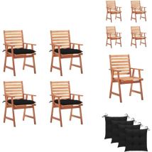 Chaises à manger d'extérieur lot de 4 et coussins Acacia massif - Chaise De Jardin - Mobilier De Jardin - Chaise Extérieure - Table Et Chaises