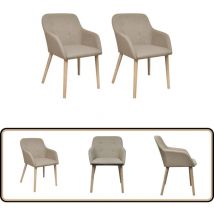 Vidaxl - Chaises à manger lot de 2 beige tissu et chêne massif - Chaise De Salle à Manger - Chaise Design - Chaise Moderne - Chaise Confortables