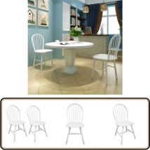 Chaises à manger lot de 2 blanc bois d'hévéa solide - Chaise De Salle À Manger - Chaise En Bois - Chaise Blanche - Mobilier De Salle À Manger