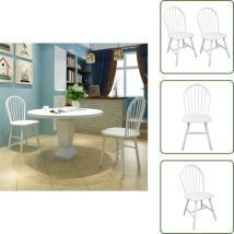 Vidaxl - Chaises à manger lot de 2 blanc bois d'hévéa solide - Chaise De Salle à Manger - Chaise En Bois - Chaise Blanche - Mobilier De Salle à