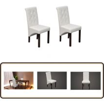 Chaises à manger lot de 2 blanc similicuir - Chaise à Manger - Chaises Blanches - Chaises Design - Meubles Salle à Manger - Set De Chaises