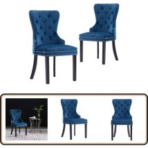 Chaises à manger lot de 2 bleu velours - Chaise De Salle à Manger - Chaise Design - Fauteuil Repas - Fauteuil Moderne - Chaise Velours