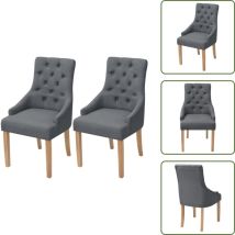 Chaises à manger lot de 2 gris foncé tissu - Chaise De Salle à Manger - Chaise Moderne - Chaise Confortable - Chaise Design - Chaise Avec Accoudoir