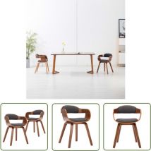 The Living Store Chaises à manger lot de 2 gris foncé tissu et bois courbé - Chaise De Salle À Manger - Chaises De Cuisine - Chaises Design - Chaises